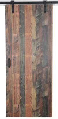 Reclaimed Wood Door Panel  with Metal Door Track