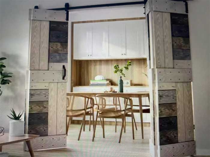 Barn Door Bifold Doors Installed Over Interior Opening