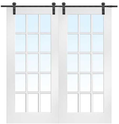 Barn Style French Doors with Clear Glass Panes