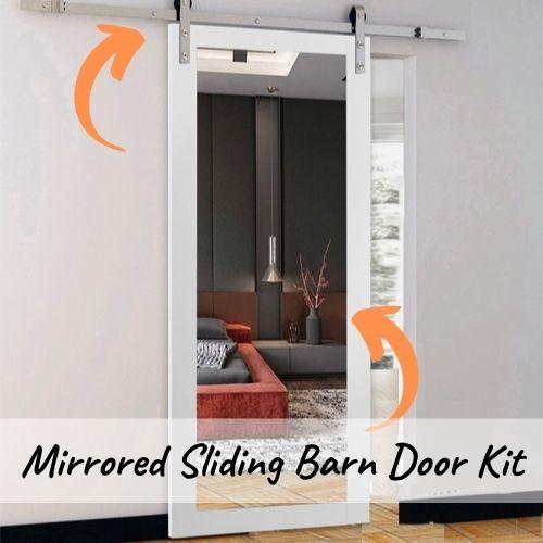 Simple DIY Mirrored Barn Door Kit with Door Panel and Track Hardware