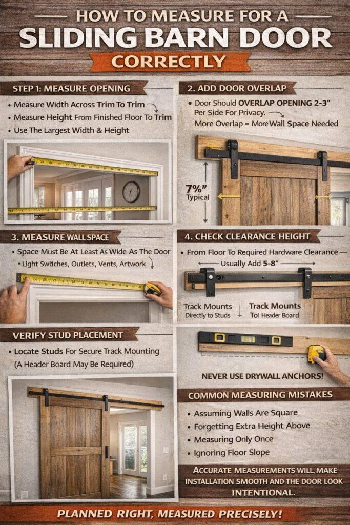 Infographic on How to Measure for Correct Sliding Barn Door Installation