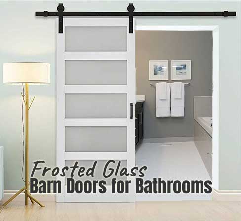 Frosted Glass Barn Door For A Bathroom, Sliding Barn Door For Bathroom
