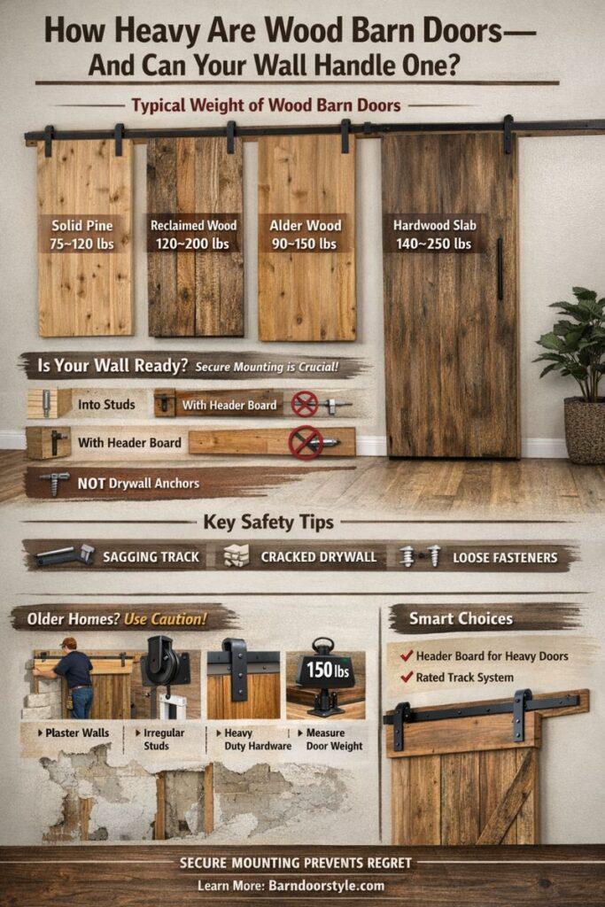 Infographic Explaining Barn Door Weight and Wall Support Required