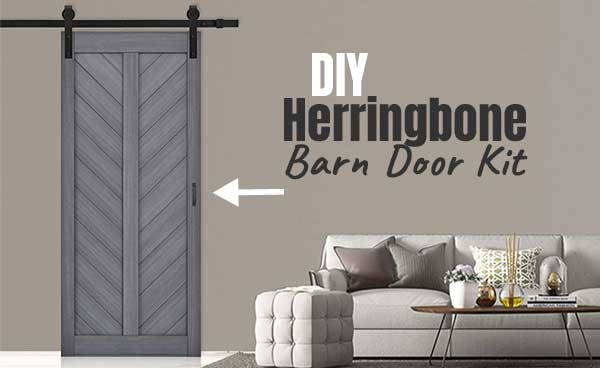 DIY Herringbone Barn Door Kit with track Rail Hardware Kit
