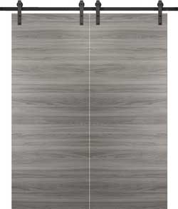 Modern Barn Door Set with Track - in Ginger Ash Color