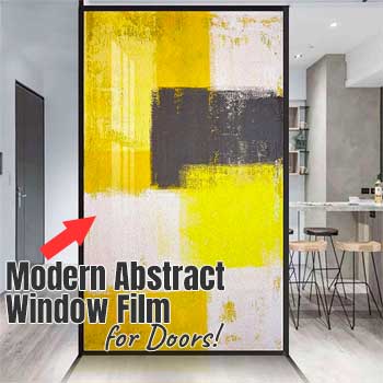 Modern Abstract Stick-on Window Film Can Give a Sliding Glass Door Privacy and Style Without Costing a Lot of Money