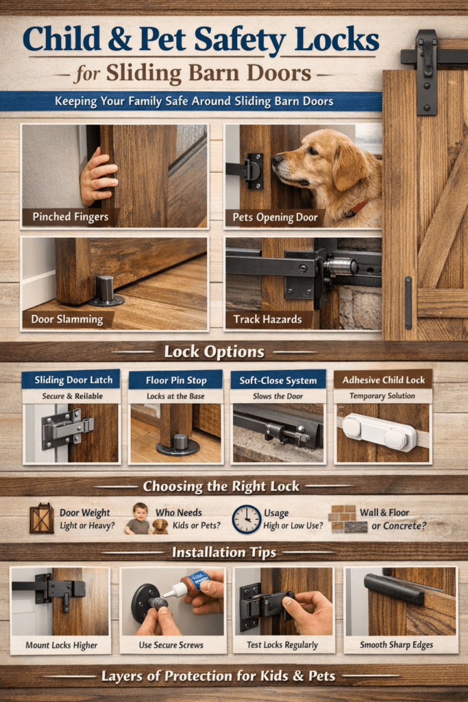 Infographic Explaining Barn Door Protection Features for Kids and Pets
