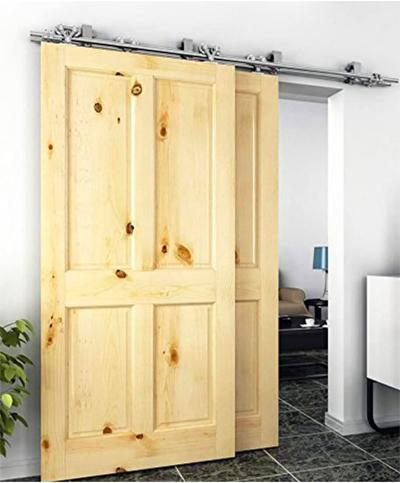 Sliding Bypass Barn Door Kit with Solid Wood Doors and Metal Track Package