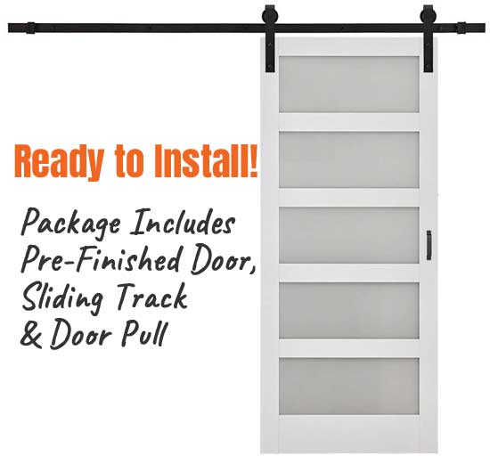 Tenoner Sliding Glass Barn Door Package Includes Rolling Track, Door Panel and Door Pull Handle