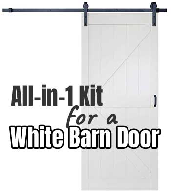 White Barn Door with Sliding Track Hardware and Door Handle