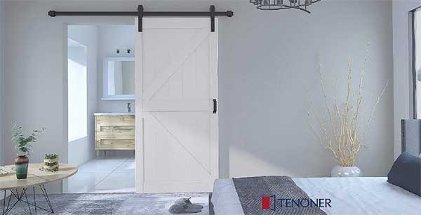 Rustic White Sliding Barn Style Door for Bedrooms, Bathrooms, Pantry, Closet